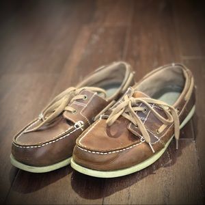 Mens Boat shoes brown leather 8.5